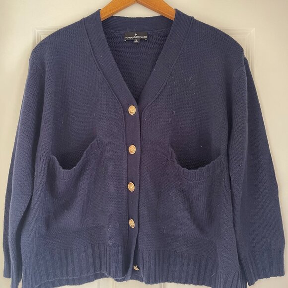 Pomander Place Sweaters - Tuckernuck Pomander Place Navy Cardigan with gold buttons